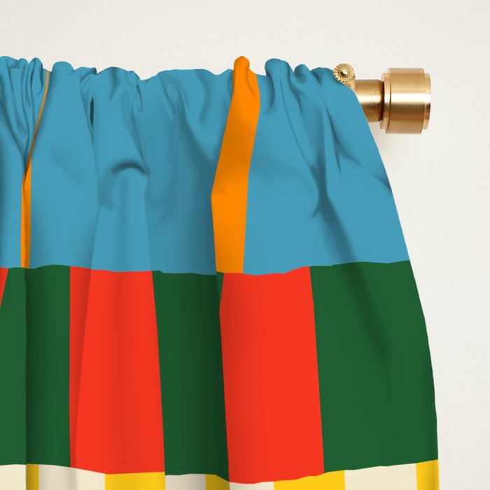 Midcentury Modern Blocks of Stripes colorful pattern Window Curtain Gallery Image 2
