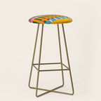 Midcentury Modern Blocks of Stripes colorful pattern Stool Gallery Image 2