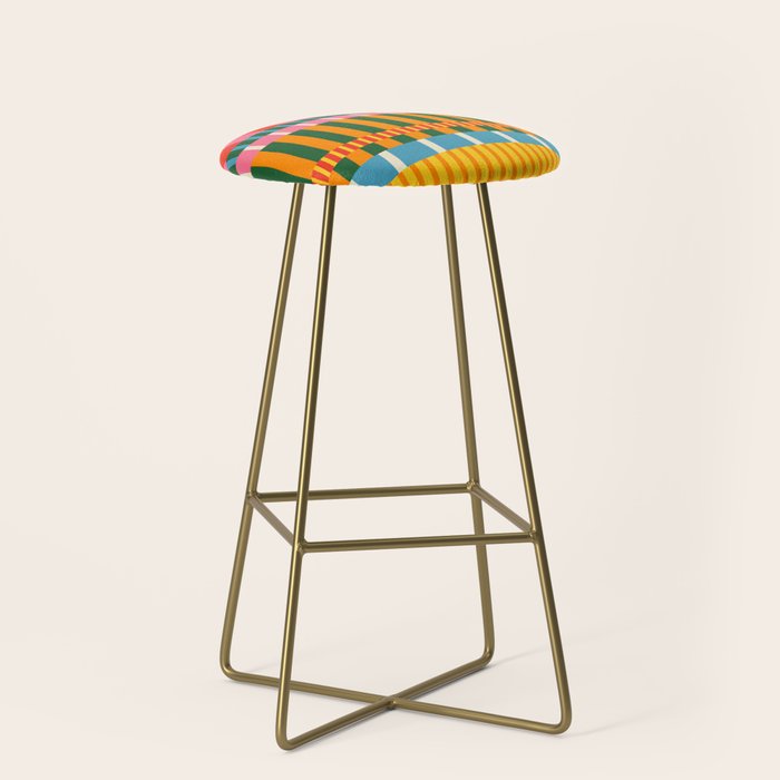Midcentury Modern Blocks of Stripes colorful pattern Stool Gallery Image 2