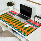 Midcentury Modern Blocks of Stripes colorful pattern Desk Mat Gallery Image 2