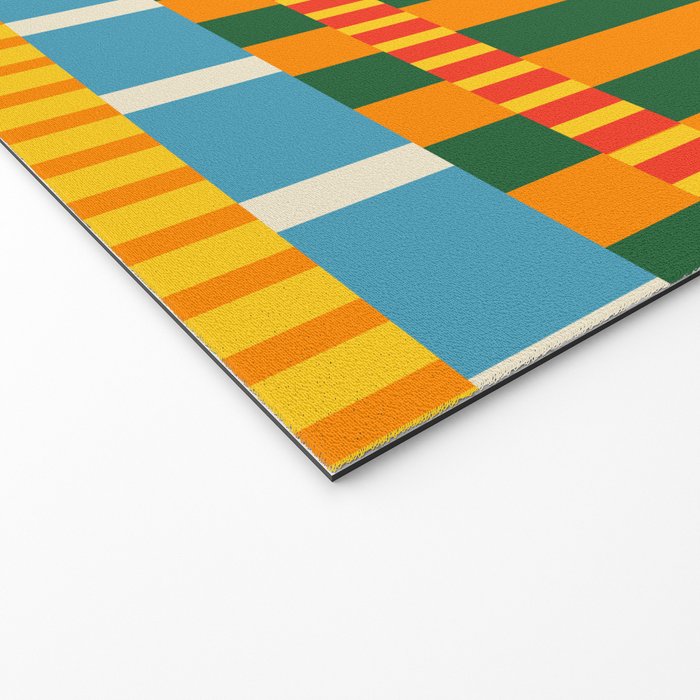 Midcentury Modern Blocks of Stripes colorful pattern Welcome Mat Gallery Image 2