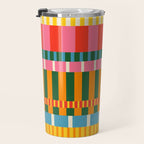 Midcentury Modern Blocks of Stripes colorful pattern Travel Mug Gallery Image 3