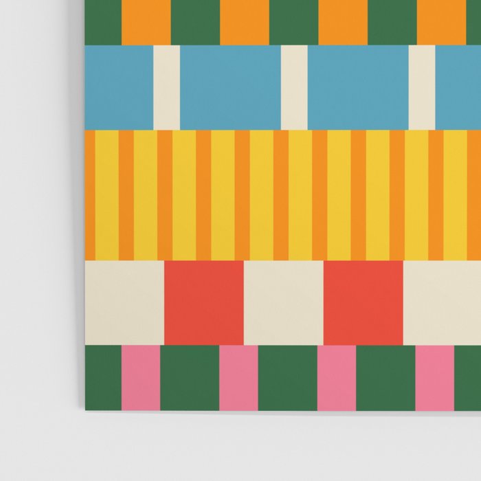 Midcentury Modern Blocks of Stripes colorful pattern Poster Gallery Image 3