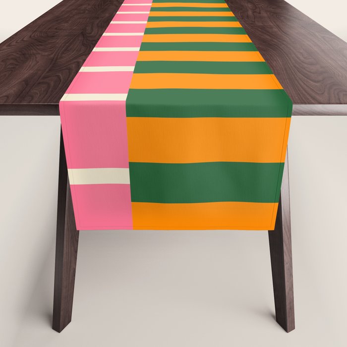 Midcentury Modern Blocks of Stripes colorful pattern Table Runner Gallery Image 1