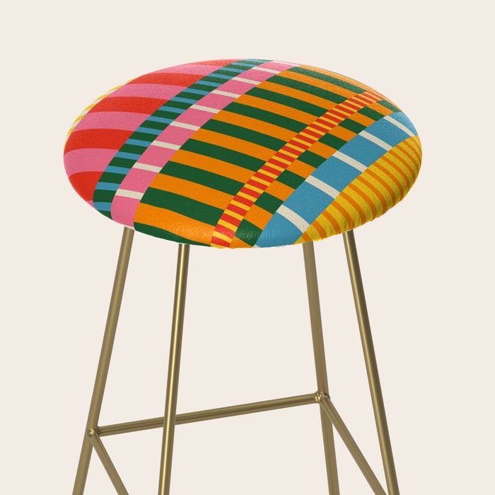 Midcentury Modern Blocks of Stripes colorful pattern Stool Gallery Image 2