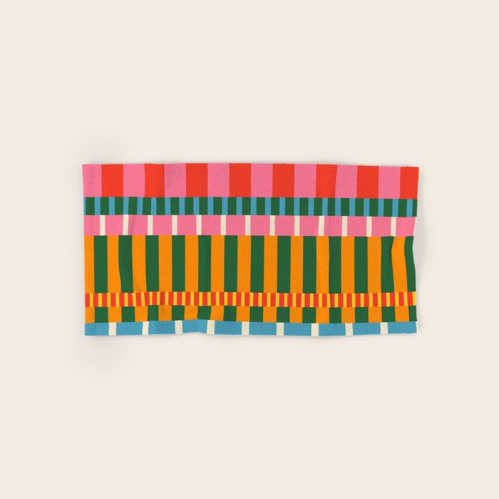 Midcentury Modern Blocks of Stripes colorful pattern Bath Towel Gallery Image 1