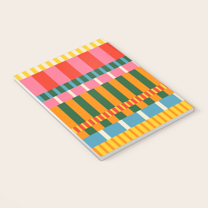 Midcentury Modern Blocks of Stripes colorful pattern Notebook Gallery Image 3