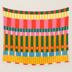 Midcentury Modern Blocks of Stripes colorful pattern Wall Tapestry Gallery Image 4