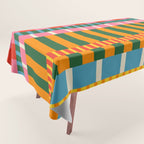 Midcentury Modern Blocks of Stripes colorful pattern Tablecloth Gallery Image 1