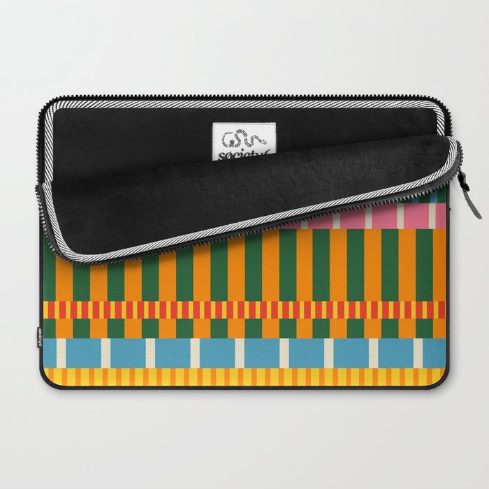 Midcentury Modern Blocks of Stripes colorful pattern Laptop Sleeve Gallery Image 2