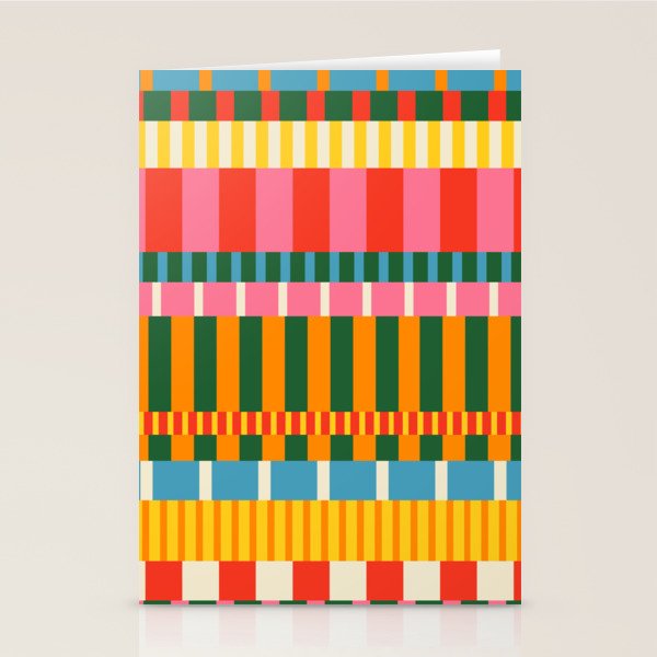 Midcentury Modern Blocks of Stripes colorful pattern Stationery Card Gallery Image 1