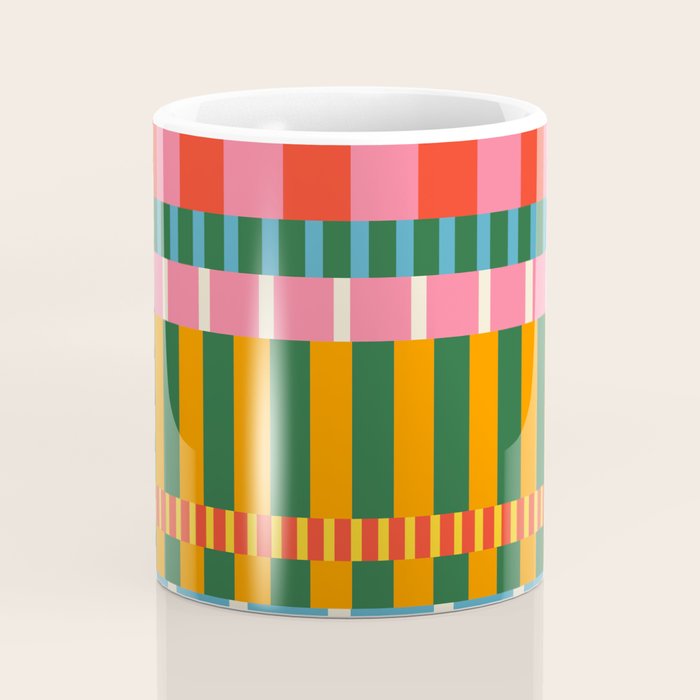 Midcentury Modern Blocks of Stripes colorful pattern Coffee Mug Gallery Image 4