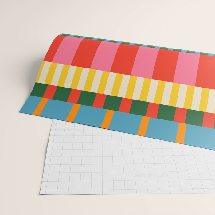 Midcentury Modern Blocks of Stripes colorful pattern Wrapping Paper Gallery Image 2