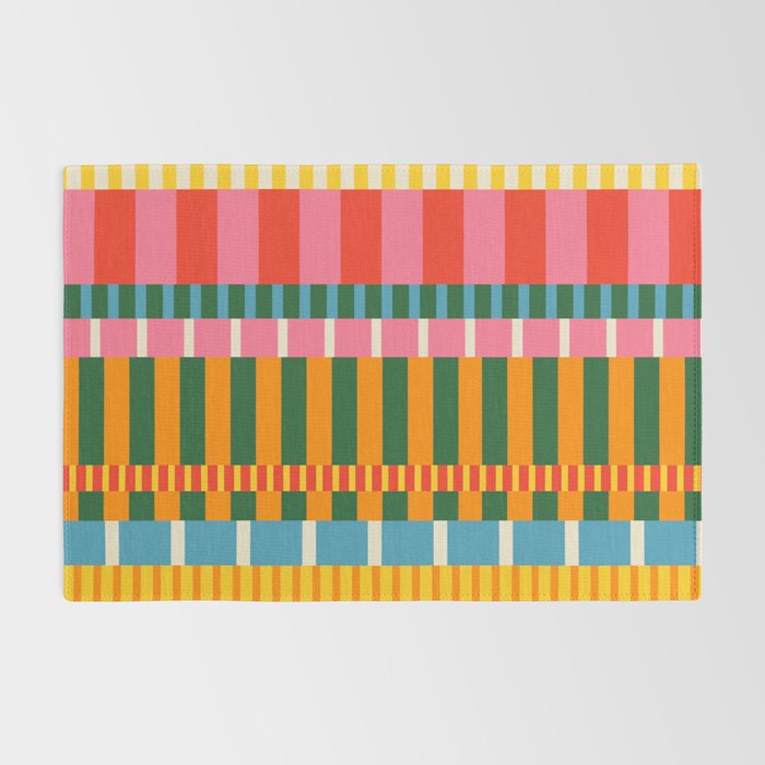 Midcentury Modern Blocks of Stripes colorful pattern Rug Gallery Image 2
