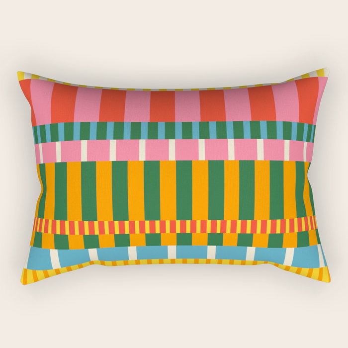Midcentury Modern Blocks of Stripes colorful pattern Rectangular Pillow Gallery Image 2