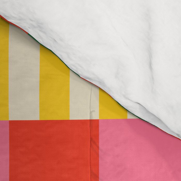 Midcentury Modern Blocks of Stripes colorful pattern Comforter Gallery Image 4