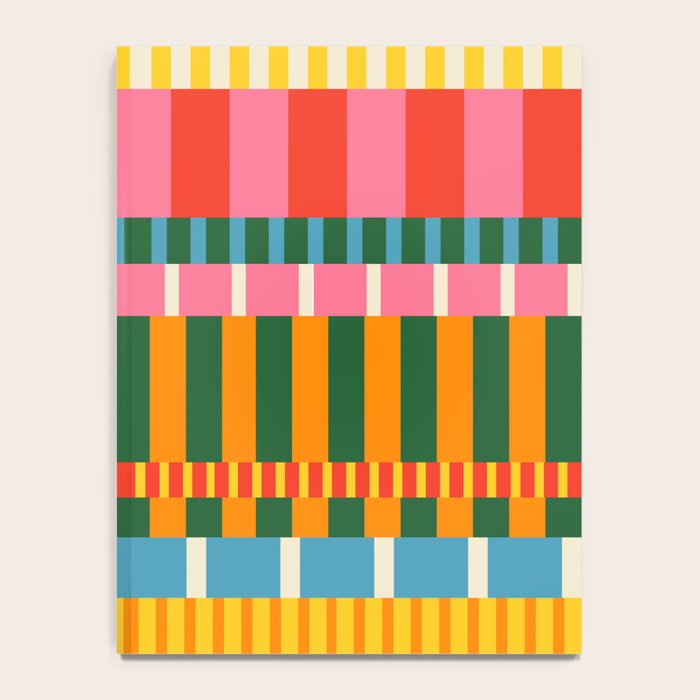 Midcentury Modern Blocks of Stripes colorful pattern Notebook Gallery Image 4