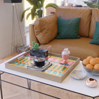 Midcentury Modern Blocks of Stripes colorful pattern Serving Tray Gallery Image 2