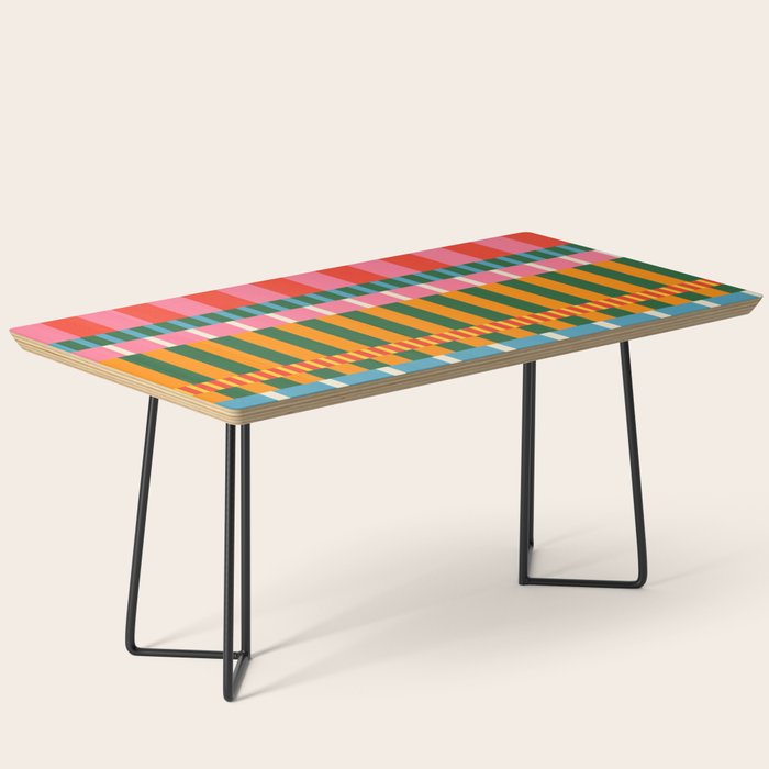 Midcentury Modern Blocks of Stripes colorful pattern Coffee Table Gallery Image 1