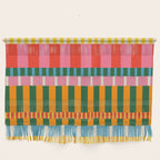 Midcentury Modern Blocks of Stripes colorful pattern Wall Hanging Gallery Image 1