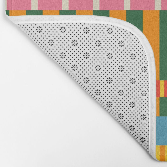 Midcentury Modern Blocks of Stripes colorful pattern Bath Mat Gallery Image 2