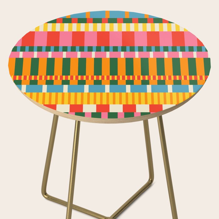 Midcentury Modern Blocks of Stripes colorful pattern Side Table Gallery Image 2