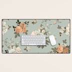 romantic pattern with lush peonies Desk Mat Gallery Image 1