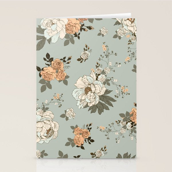 romantic pattern with lush peonies Stationery Card Gallery Image 2