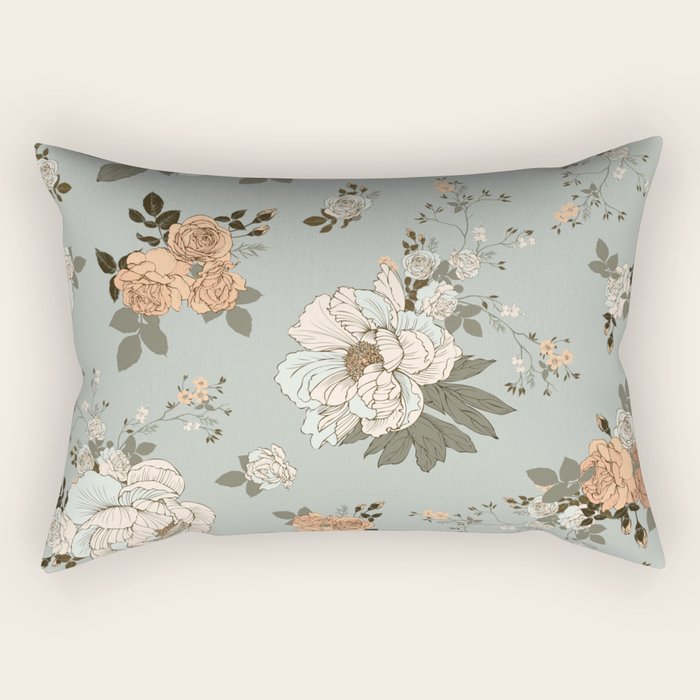 romantic pattern with lush peonies Rectangular Pillow Gallery Image 2