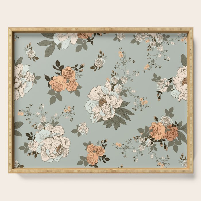 romantic pattern with lush peonies Serving Tray Gallery Image 1
