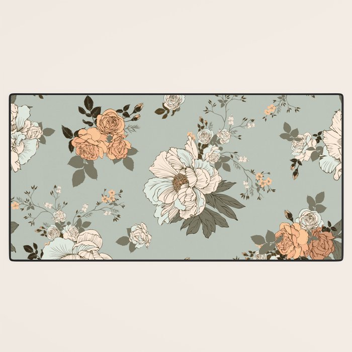 romantic pattern with lush peonies Desk Mat Gallery Image 3