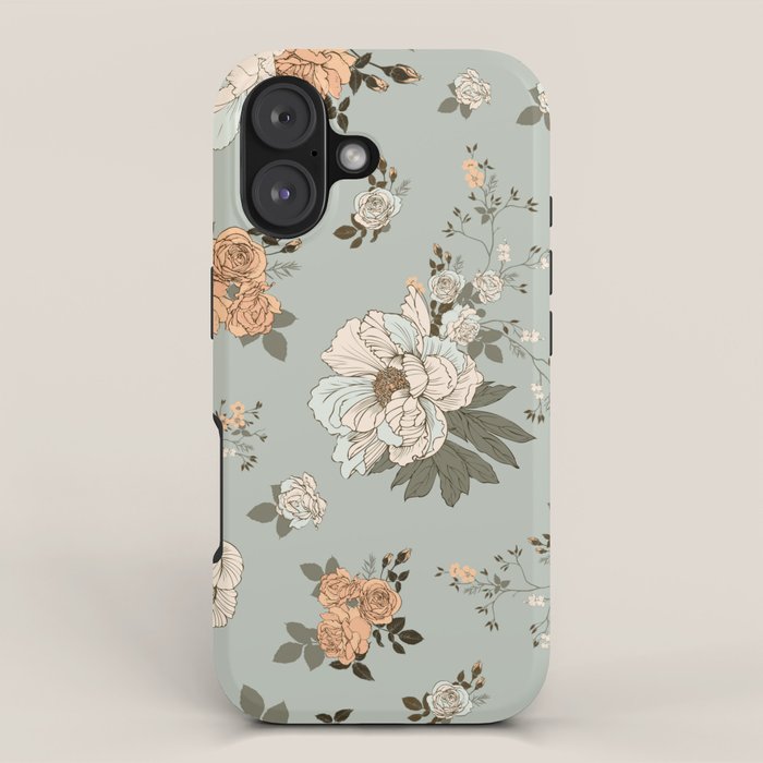 romantic pattern with lush peonies iPhone Case Gallery Image 1