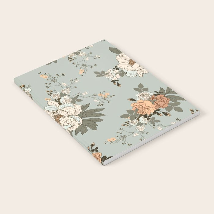 romantic pattern with lush peonies Notebook Gallery Image 1