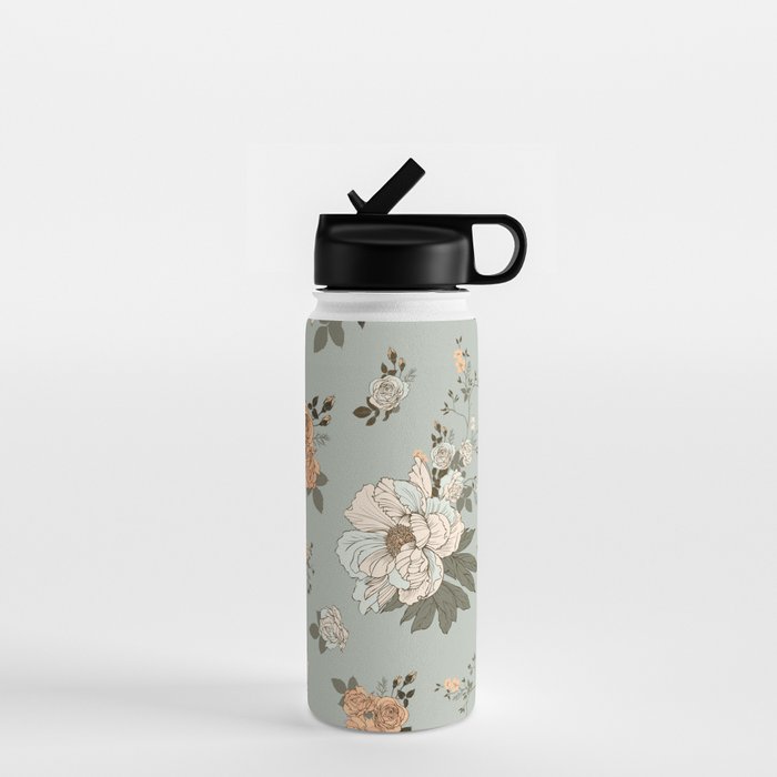 romantic pattern with lush peonies Water Bottle Gallery Image 1