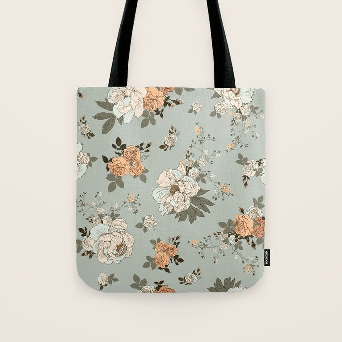 romantic pattern with lush peonies Tote Bag Gallery Image 1