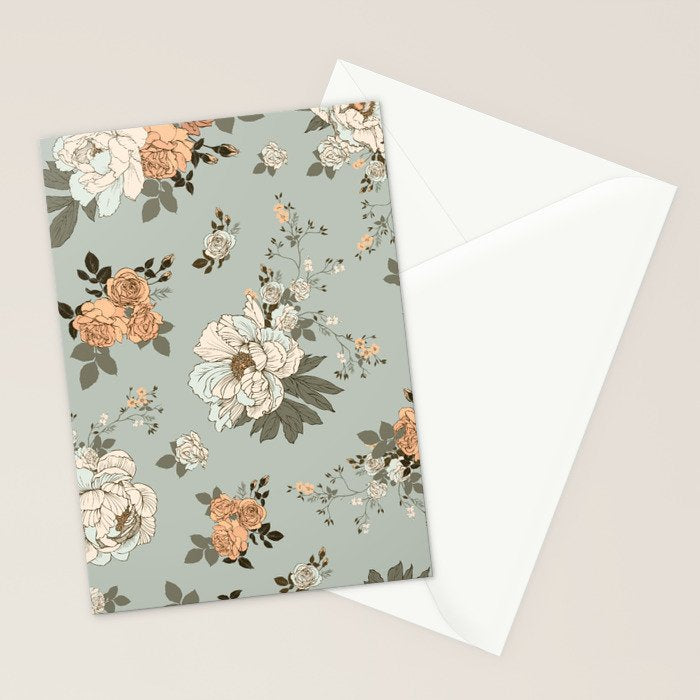 romantic pattern with lush peonies Stationery Card Gallery Image 2
