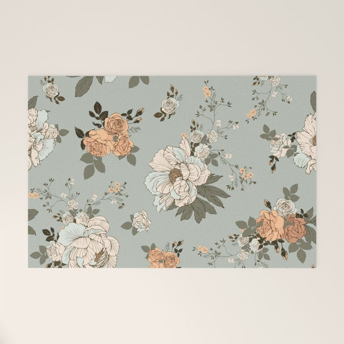 romantic pattern with lush peonies Welcome Mat Gallery Image 1
