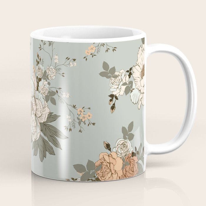 romantic pattern with lush peonies Coffee Mug Gallery Image 1