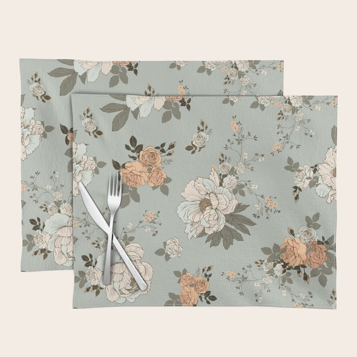romantic pattern with lush peonies Placemat Gallery Image 1