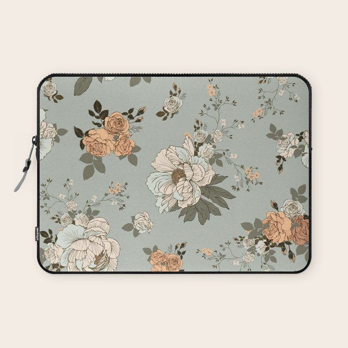 romantic pattern with lush peonies Laptop Sleeve Gallery Image 1