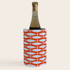 Coastal Fish Retro Pattern in Pale Blue and Bold Red Orange Wine Chiller Gallery Image 2