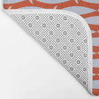 Coastal Fish Retro Pattern in Pale Blue and Bold Red Orange Bath Mat Gallery Image 2