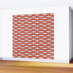 Coastal Fish Retro Pattern in Pale Blue and Bold Red Orange Wall Mural Gallery Image 2