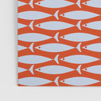 Coastal Fish Retro Pattern in Pale Blue and Bold Red Orange Poster Gallery Image 3