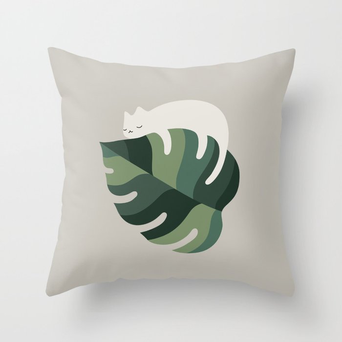 Cat and Plant 10 Throw Pillow Gallery Image 6
