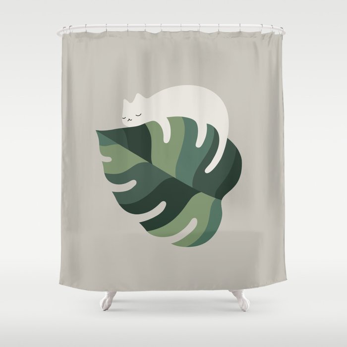 Cat and Plant 10 Shower Curtain Gallery Image 1