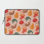 Sleepy Cozy Kitty Cats in Green & Orange Laptop Sleeve Gallery Image 1