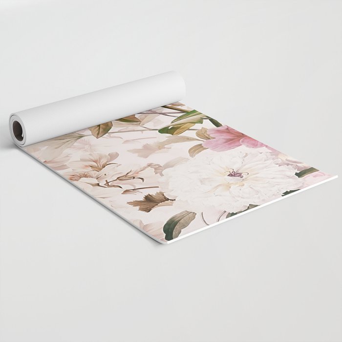 Vintage And Shabby Chic- Pink  Summer Peonies Antique Botanical Flower Garden Yoga Mat Gallery Image 2