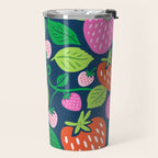 Strawberry Fields - Pink and Blue Travel Mug Gallery Image 2