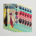 Mid-Century Modern 2 Cats - Graffiti Style Wrapping Paper Gallery Image 3